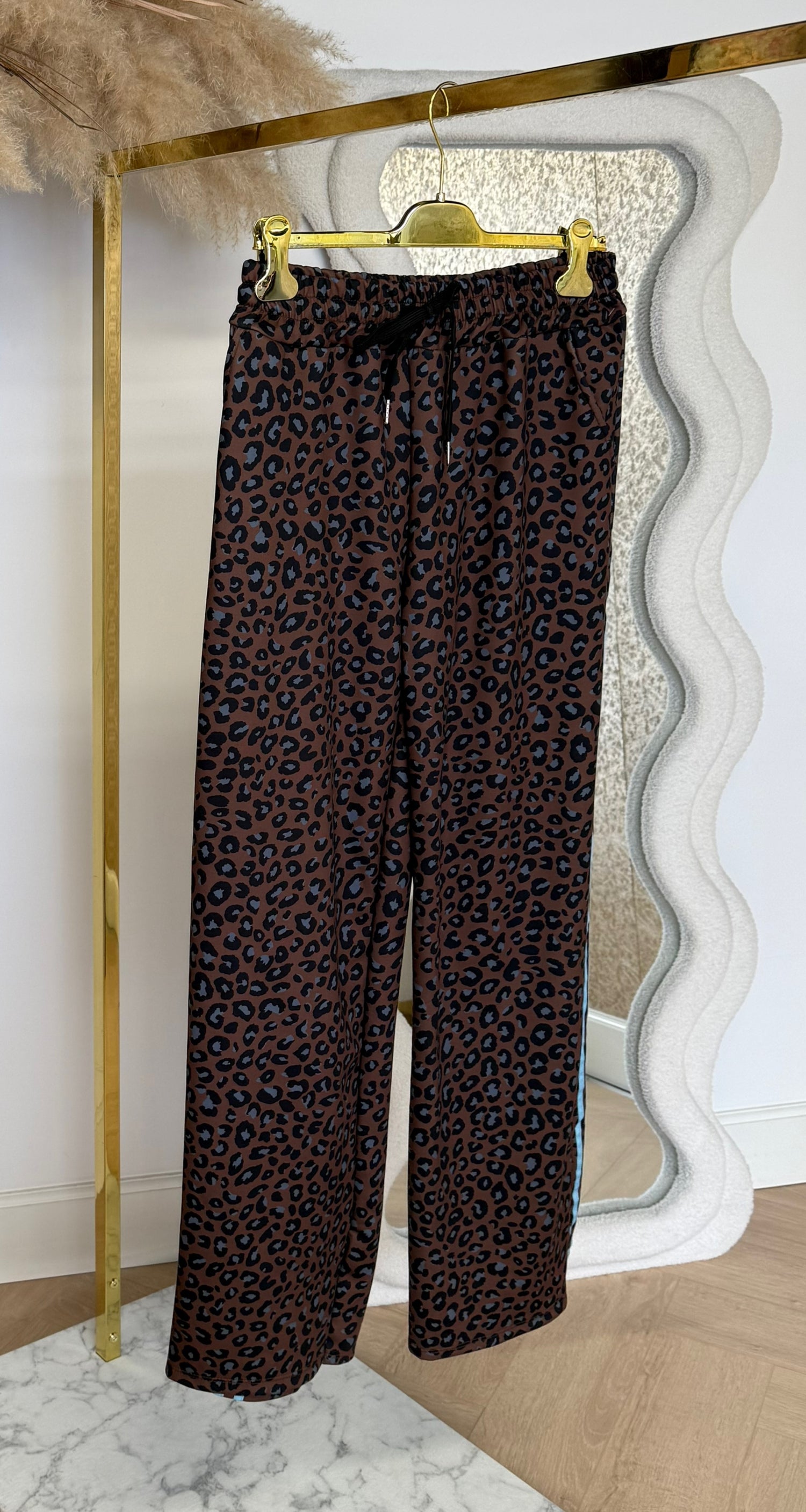 LEOPARD STRIPE PANTS ICEBLUE