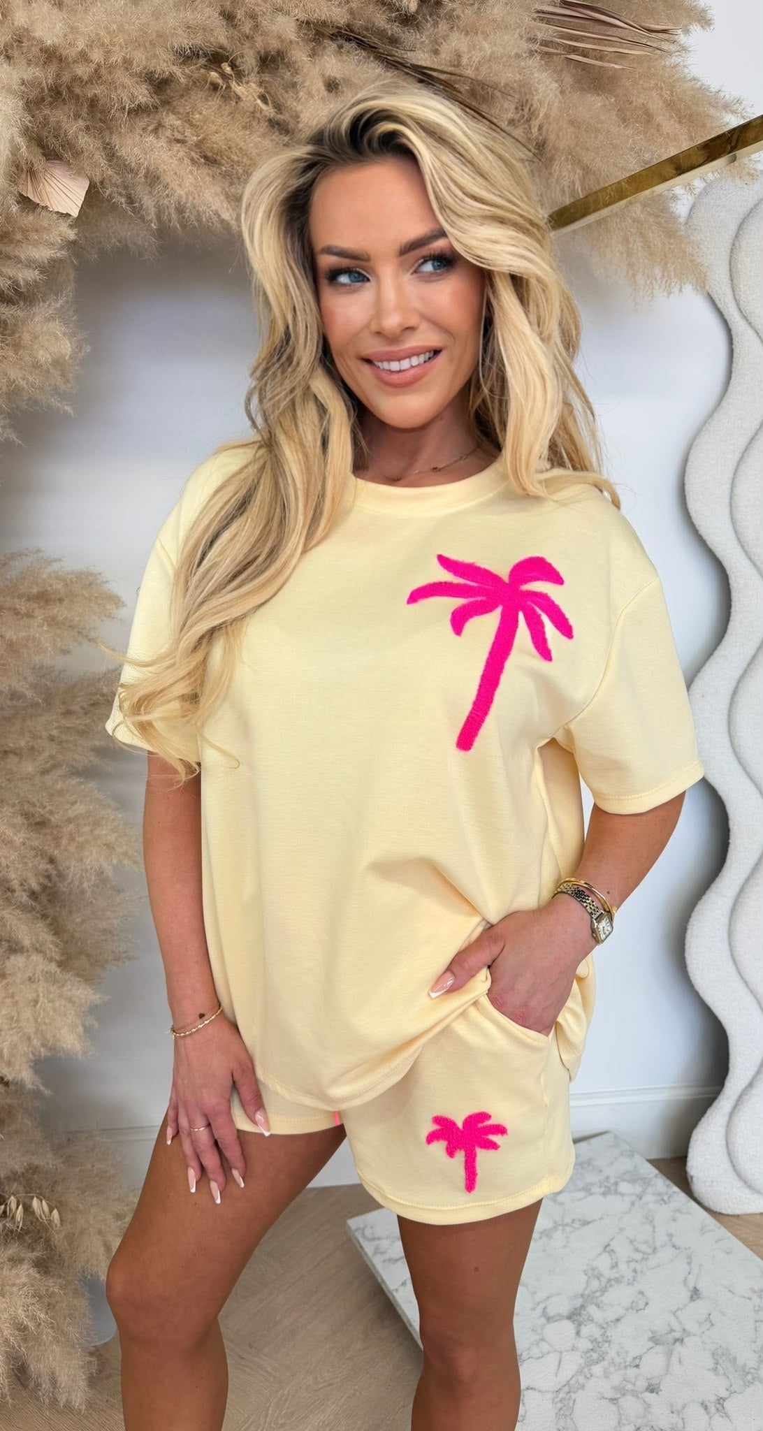 PALM SHORT SET BUTTERYELLOW