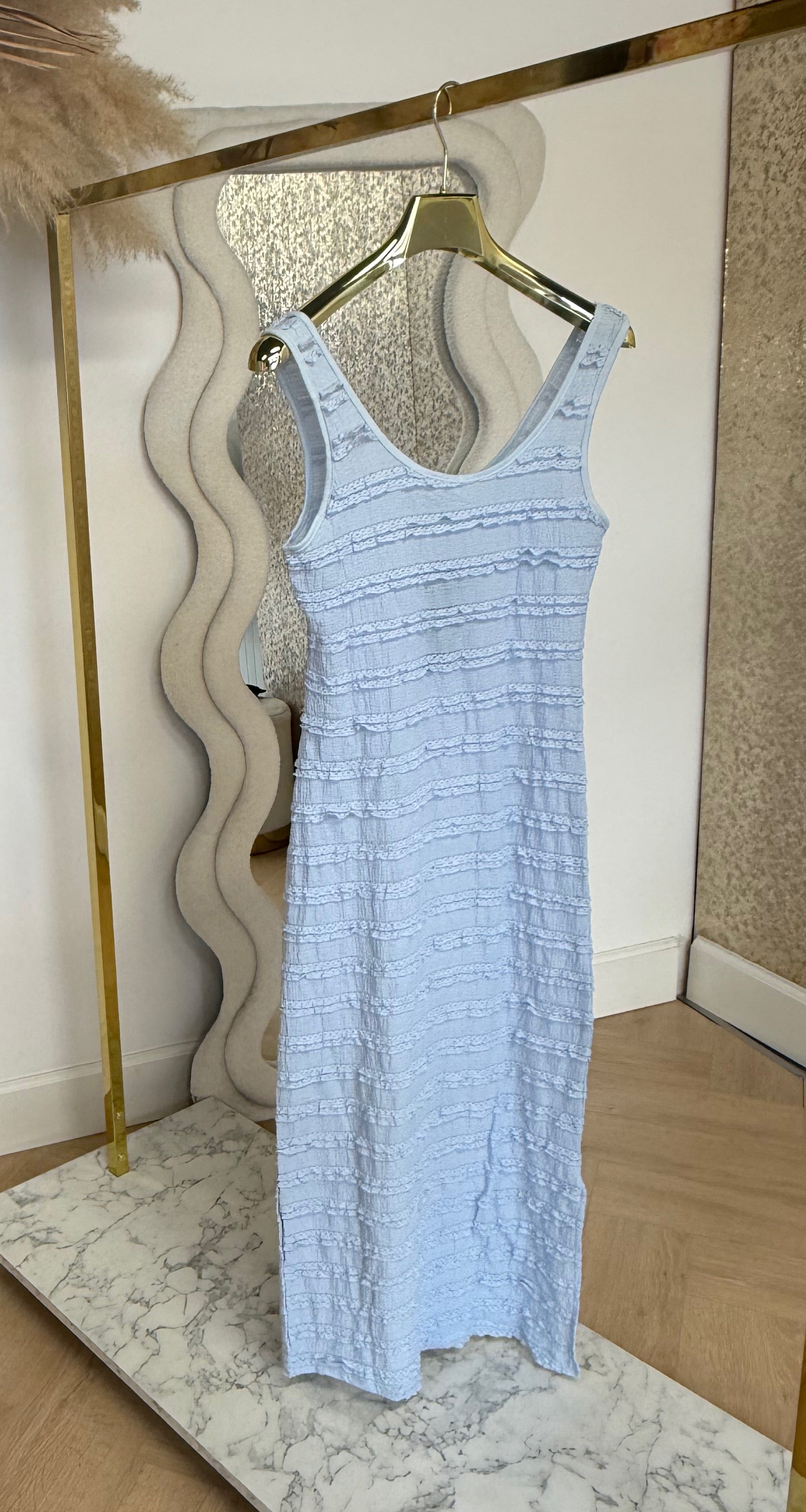 RUFFLE DRESS 9051 ICEBLUE