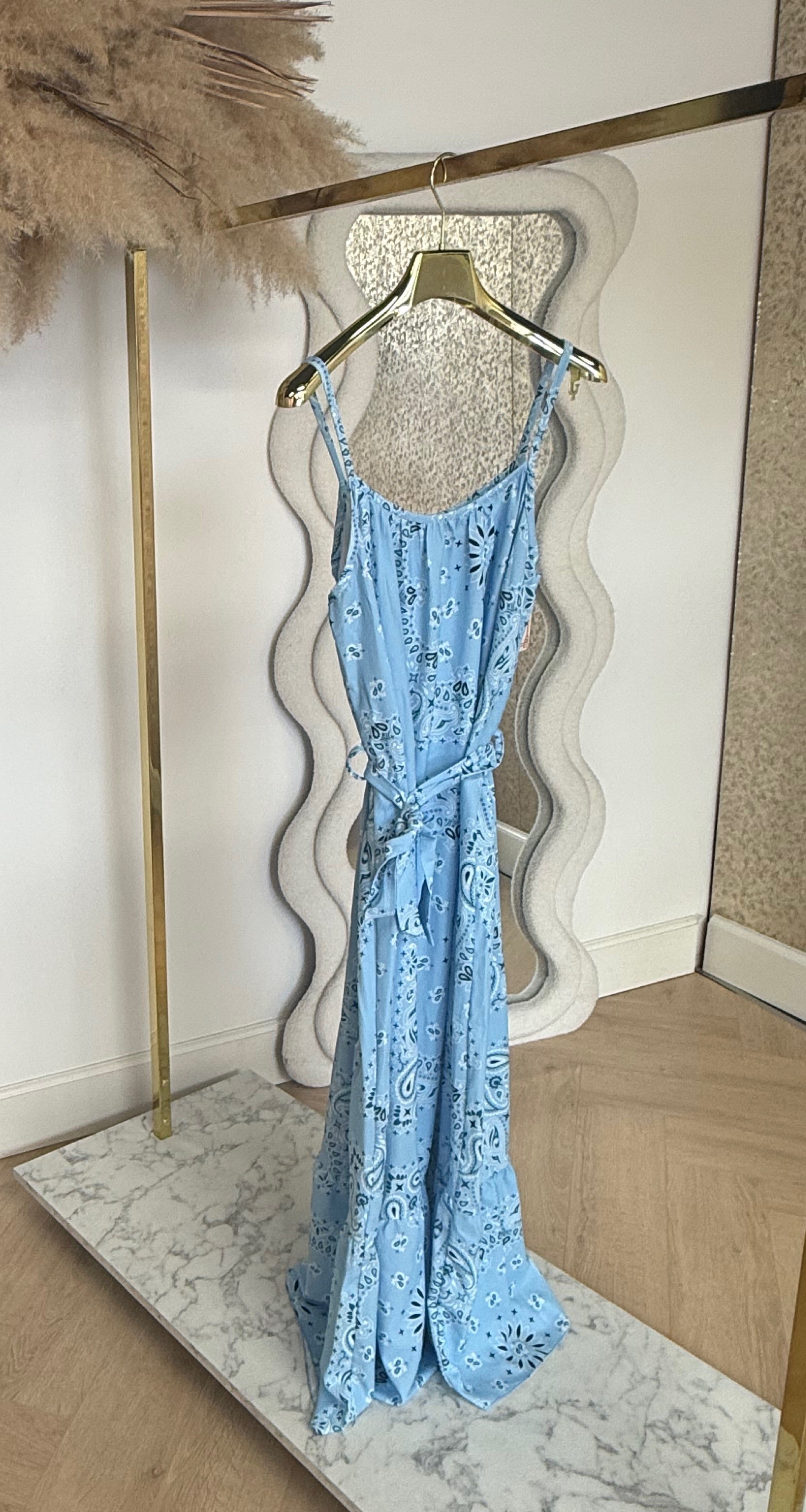 STAR PAISLEY MAXI DRESS BLUE