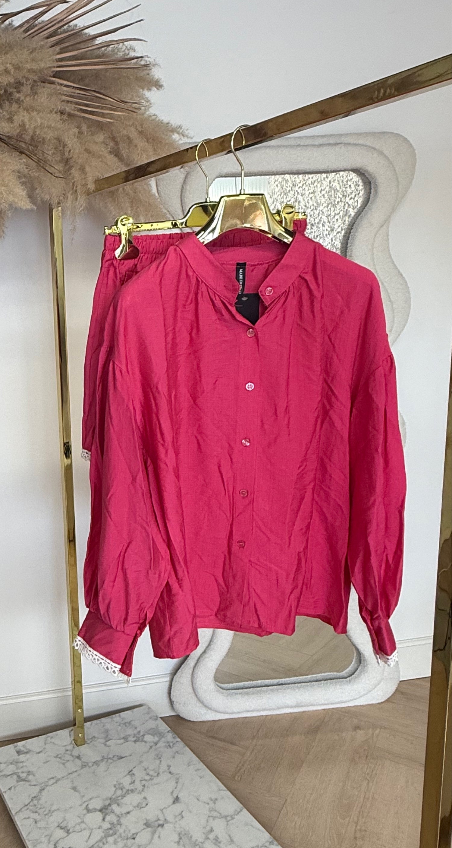 TWEEDELIGE SET BLOUSE + SKORT FUCHSIA