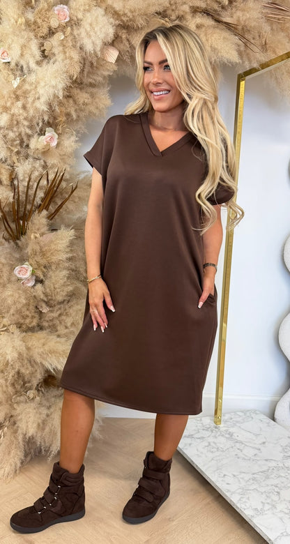KATIE BASIC LONG TEE CHOCO