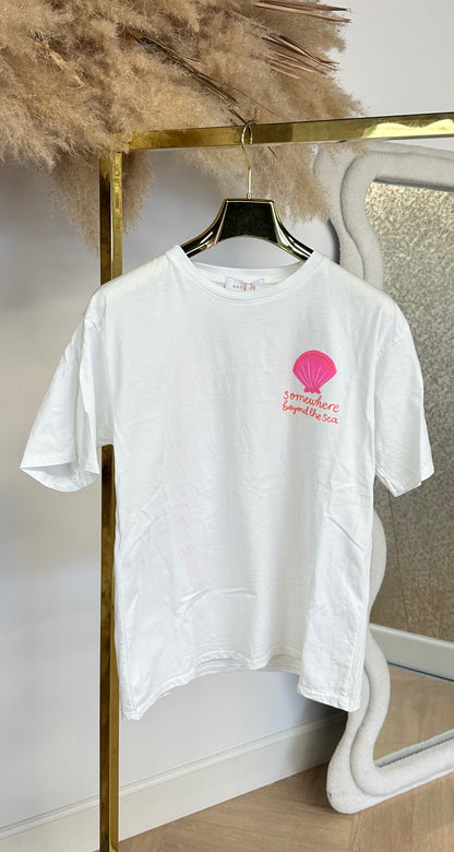 SHELL BACK PRINT TEE 6030-452 WHITE