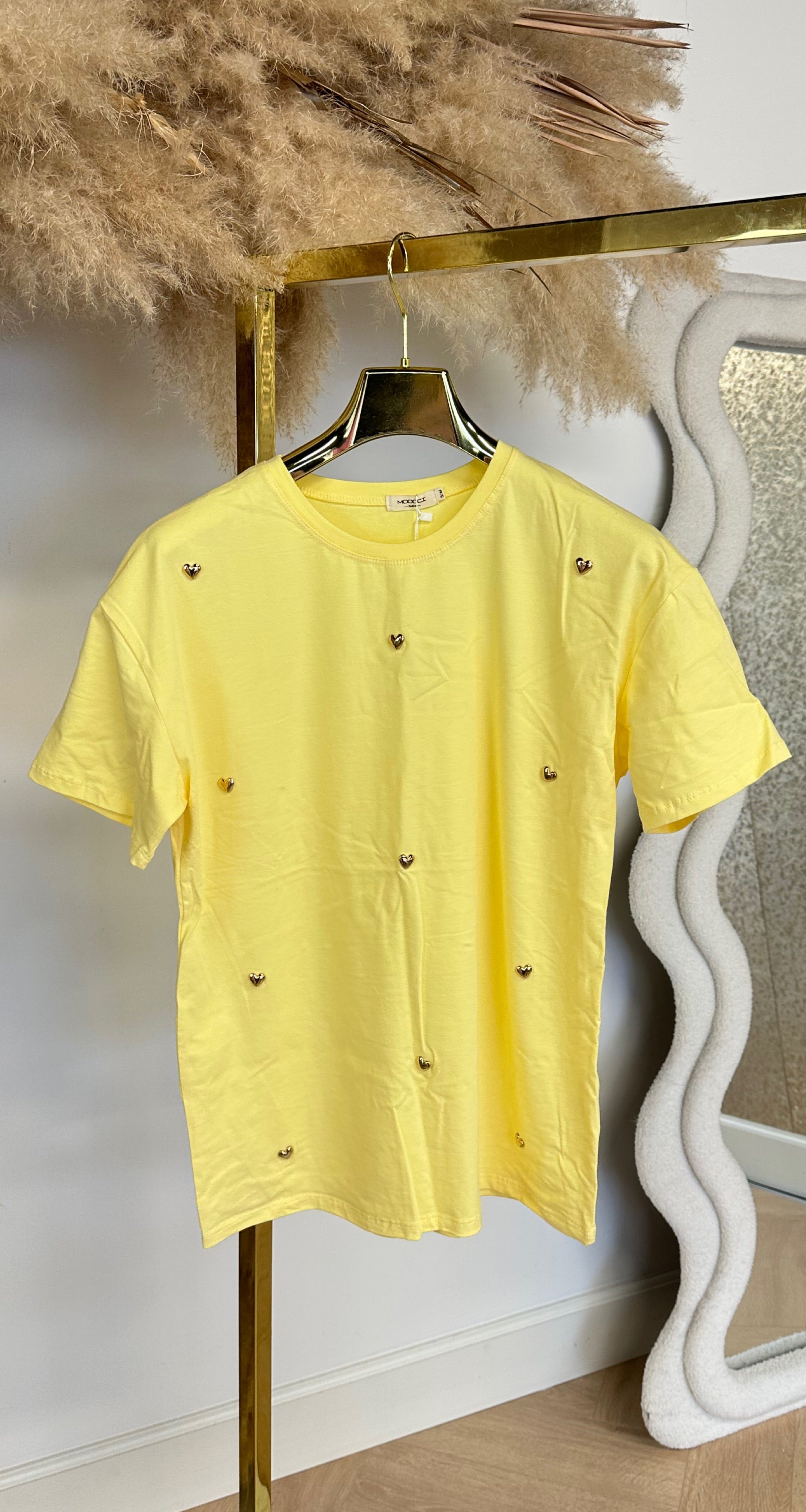 STUDDED HARTJES TEE Y188 YELLOW