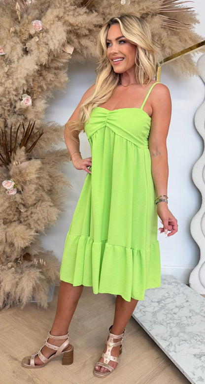 ANNA BASIC RUFFLE DRESS LIME