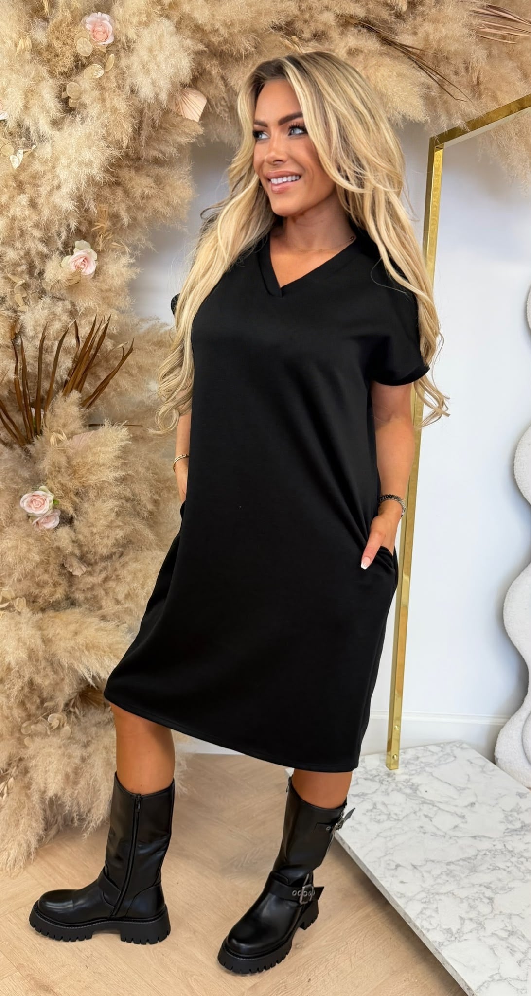 KATIE BASIC LONG TEE BLACK
