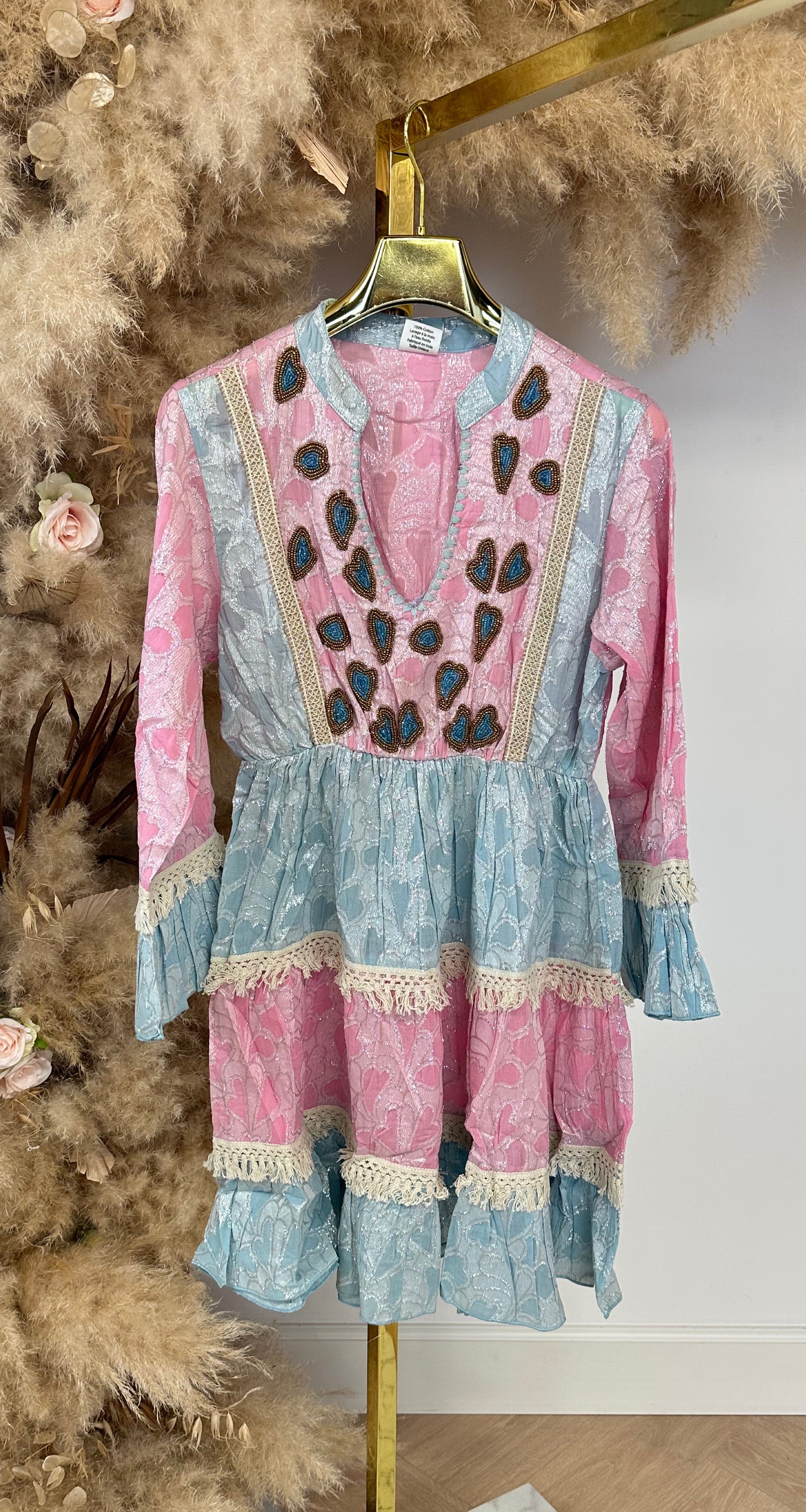 BOHEMIAN SUMMER DRESS 1515 PINK
