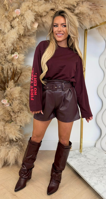 SIDE LONGSLEEVE TOP 310 BORDEAUX