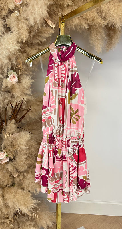 SIZZY PRINT PLAYSUIT FUCHSIA