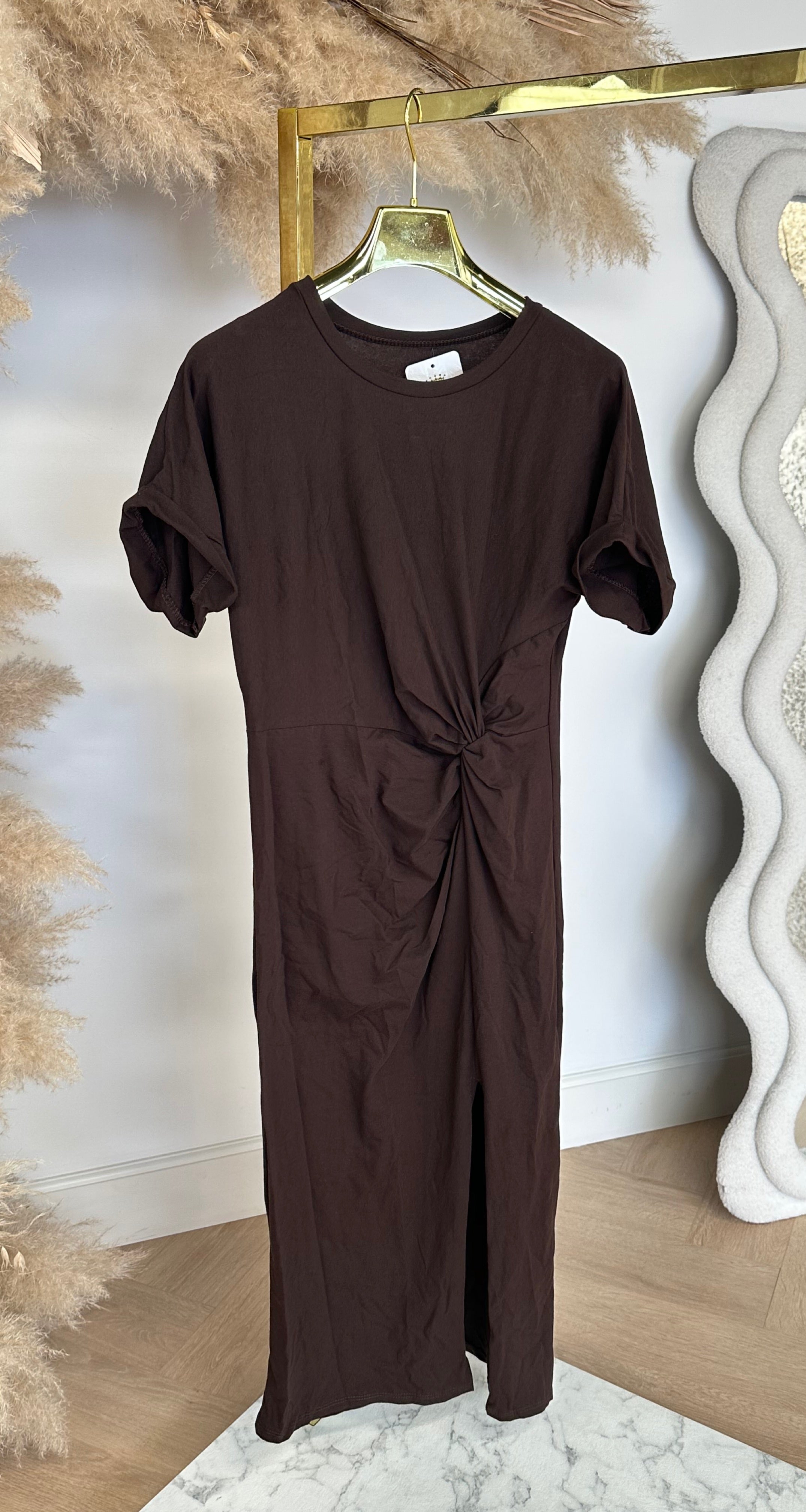 JADE KNOT MAXI DRESS DARKCHOCO