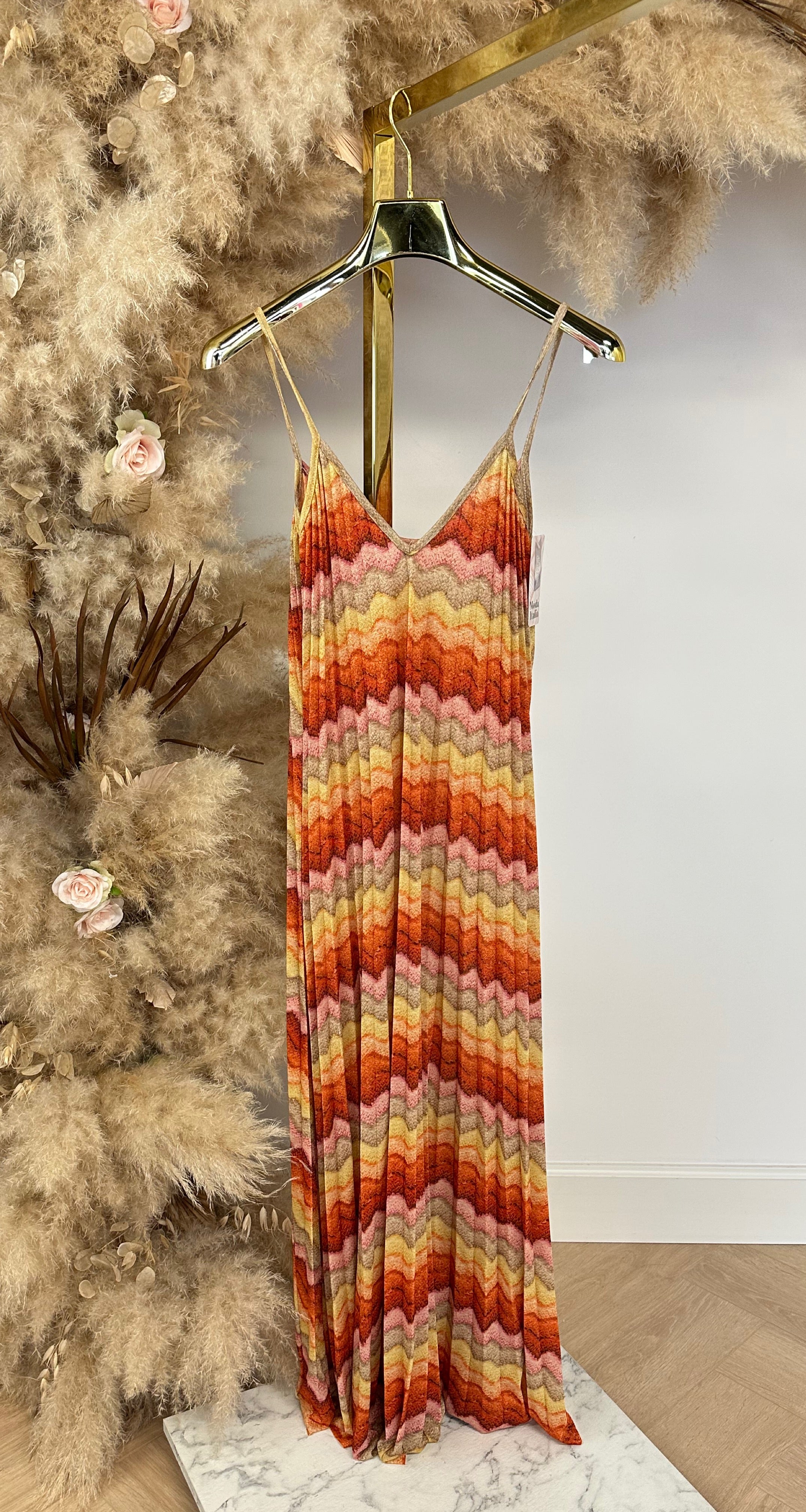 PLISSE ZIGZAG DRESS ORANGE