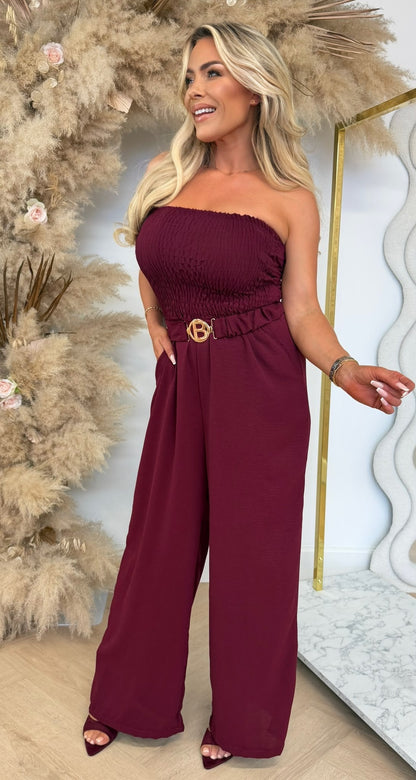 SANDY BELT STRAPLESS JUMPSUIT WINE