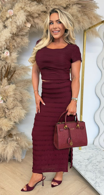 GINY CUTE RUFFLES SET BORDEAUX