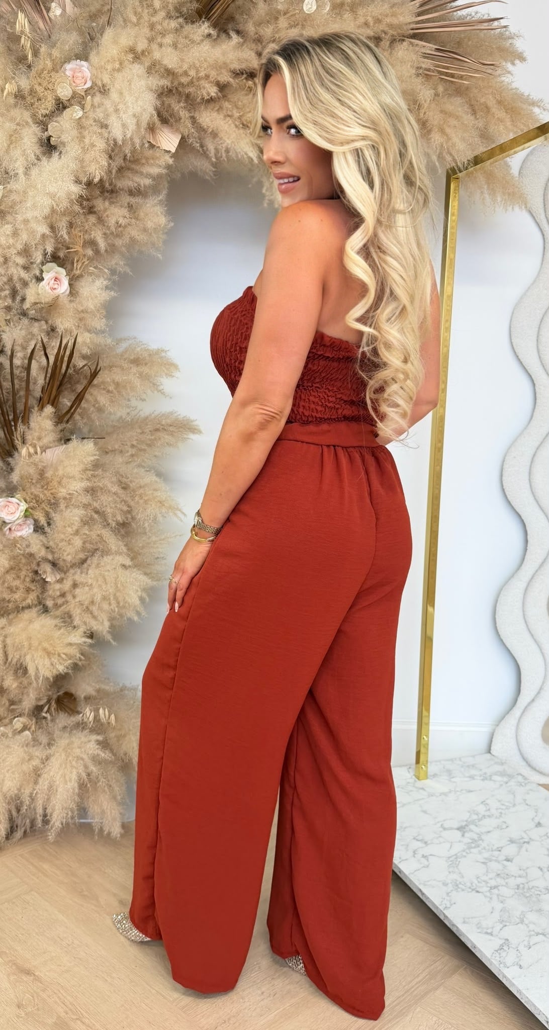 SANDY BELT STRAPLESS JUMPSUIT TERRACOTTA