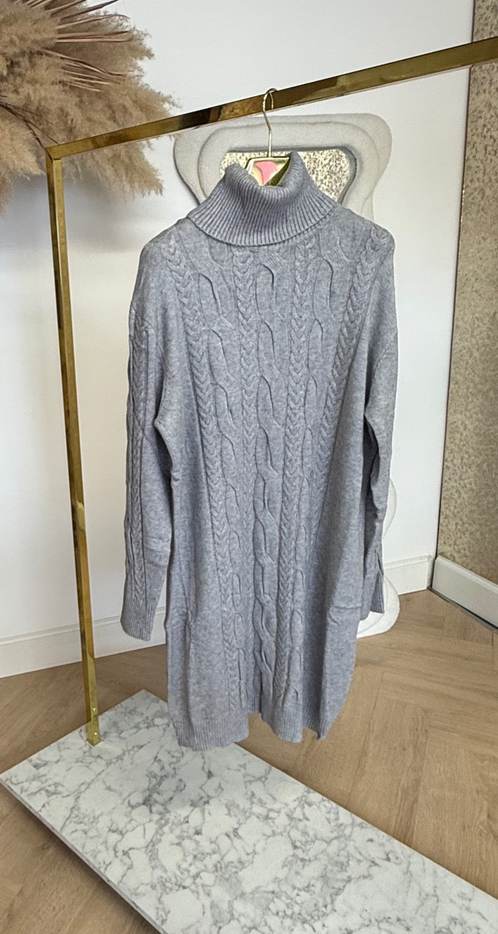 KNITTED KOL DRESS 9984 GREY