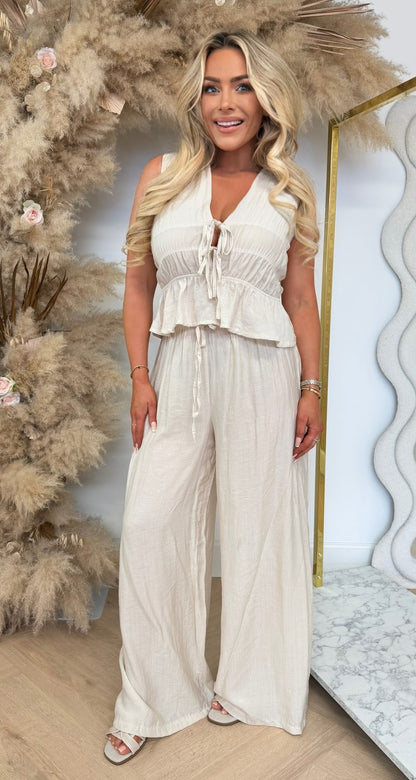 CARMEN SLEEVELESS STRIKJES SET BEIGE