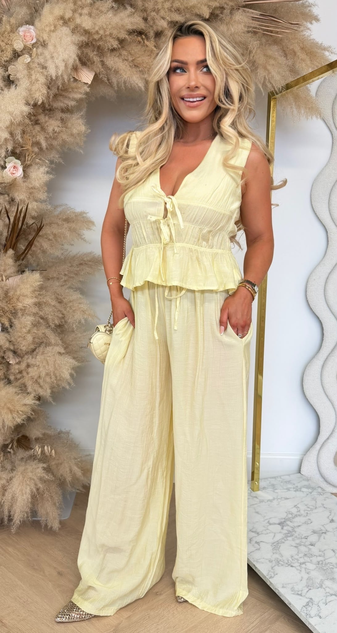 CARMEN SLEEVELESS STRIKJES SET YELLOW