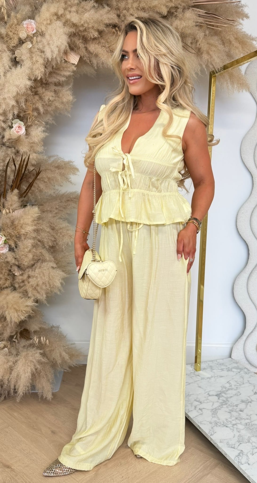 CARMEN SLEEVELESS STRIKJES SET YELLOW