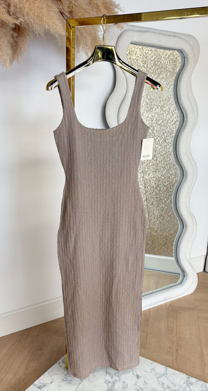 LOEKA MOUSSELINE SPLIT DRESS TAUPE