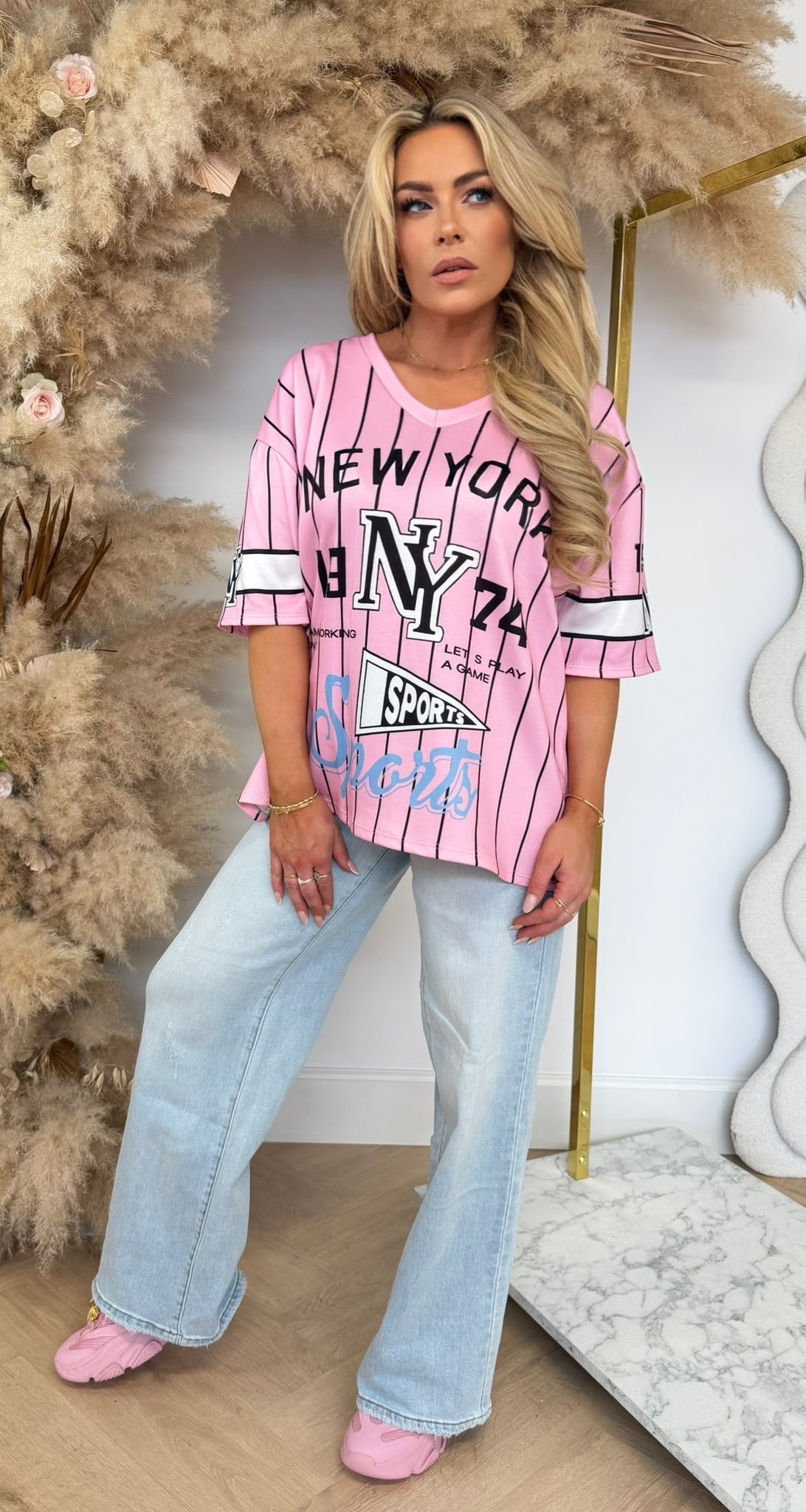 REBEL SPORTS BASEBALL SHIRT PINK