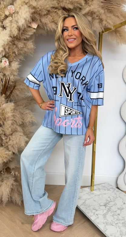 REBEL SPORTS BASEBALL SHIRT BLUE