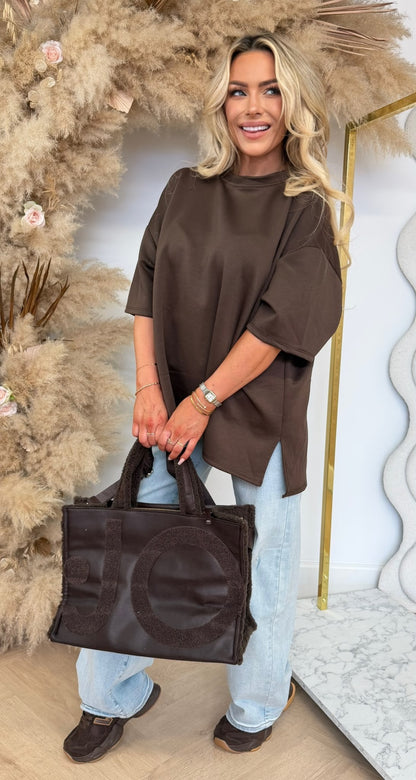 BASIC OVERSIZED TEE CHOCO