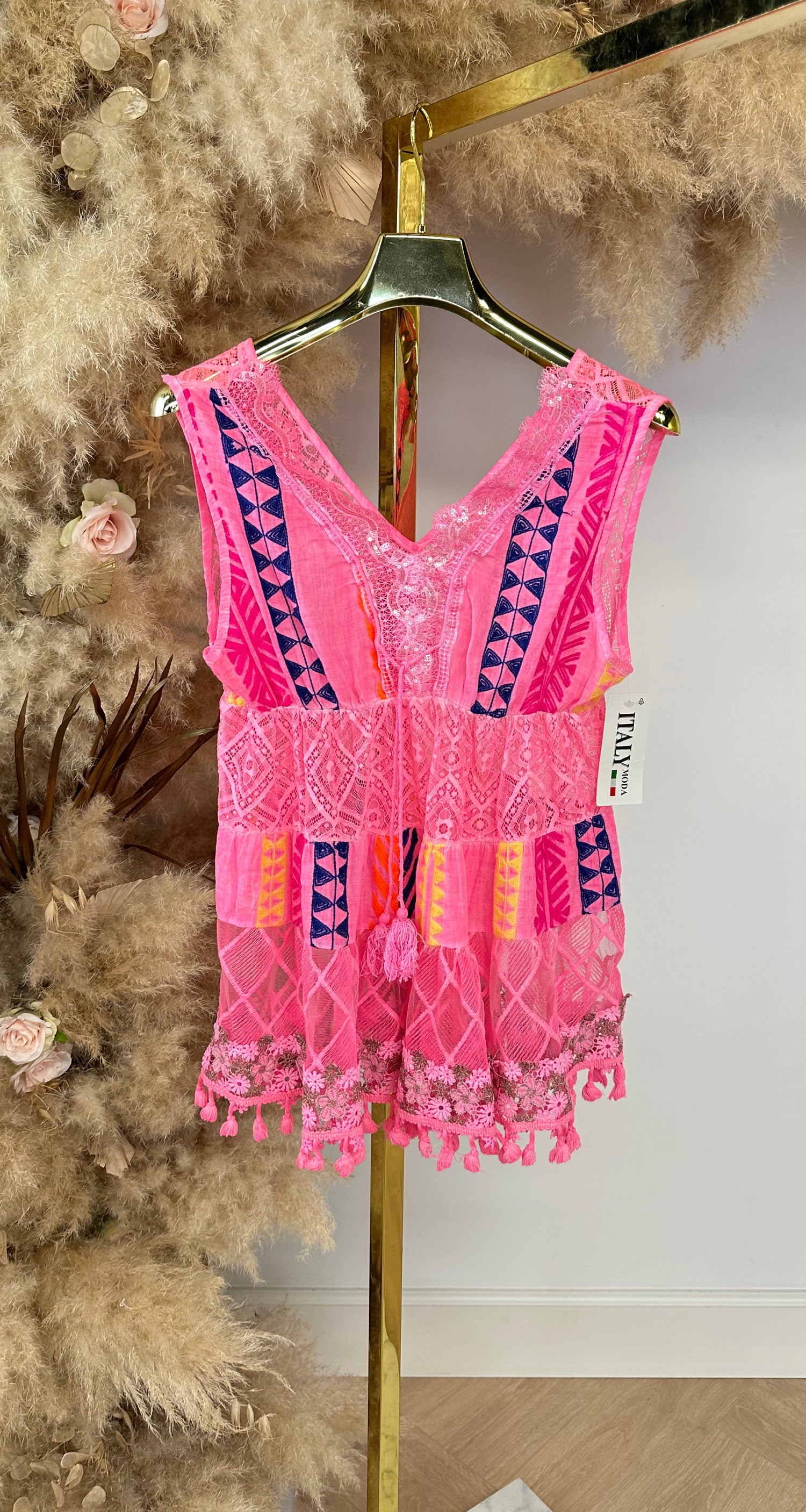 PRINT VIBES TOP NEONPINK