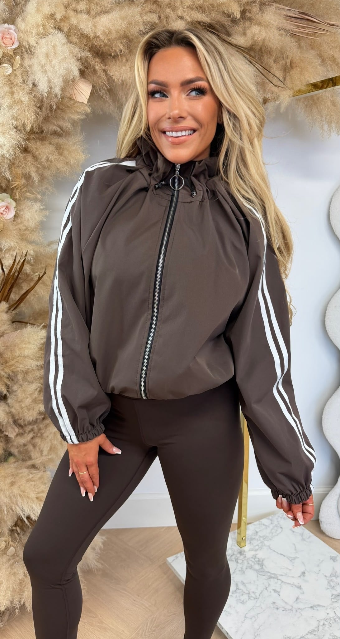 RHODE NEW STRIPED JACKET CHOCO