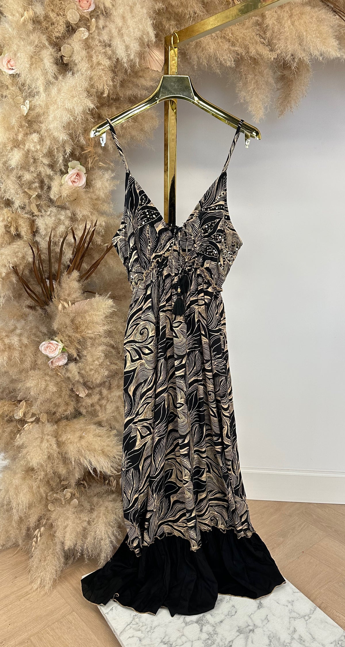 ELVIRA PRINT SUMMER DRESS BLACK