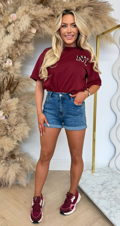 NY TEDDY TEKST SHIRT 7495 WINE