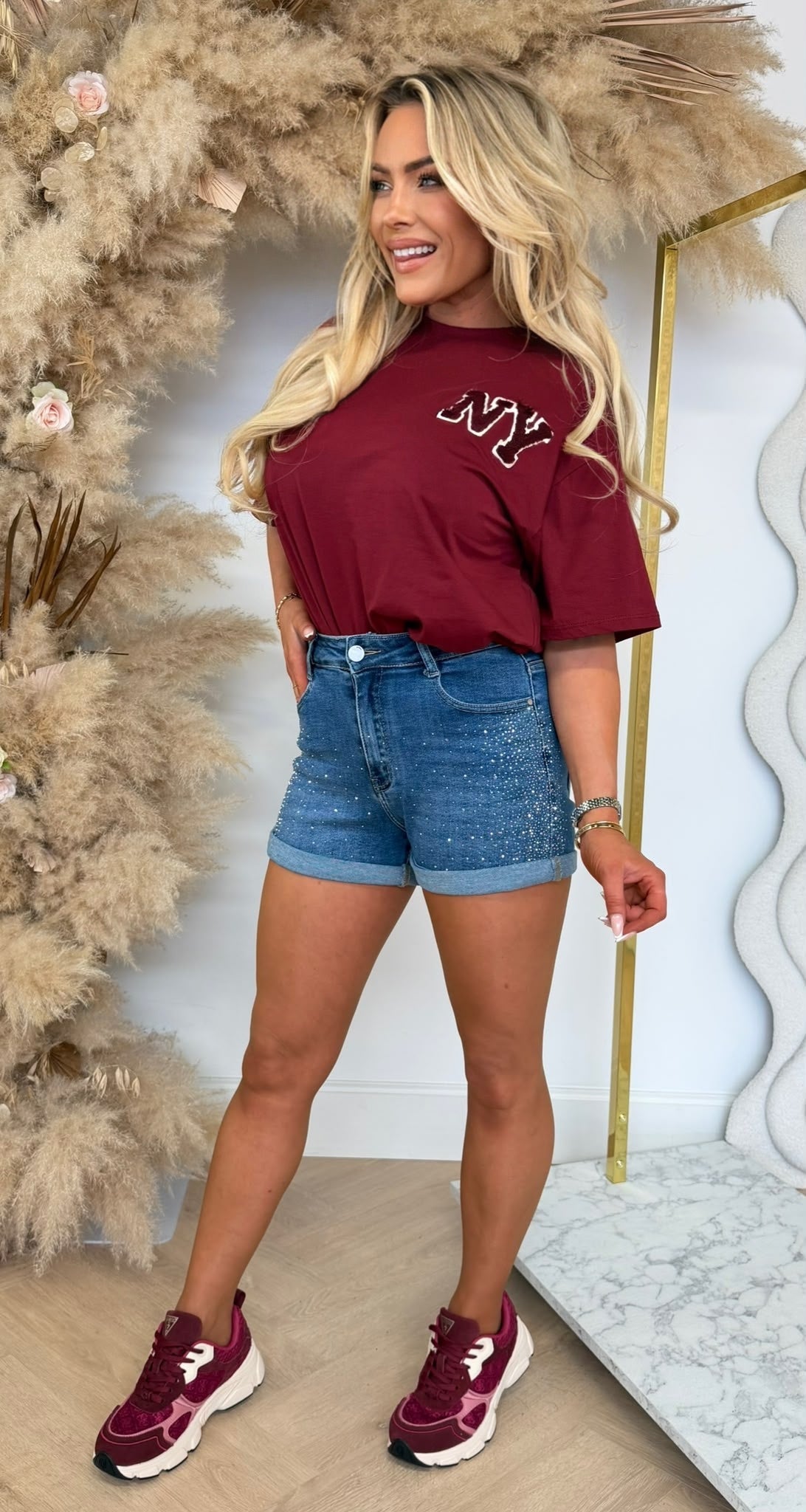 NY TEDDY TEKST SHIRT 7495 WINE
