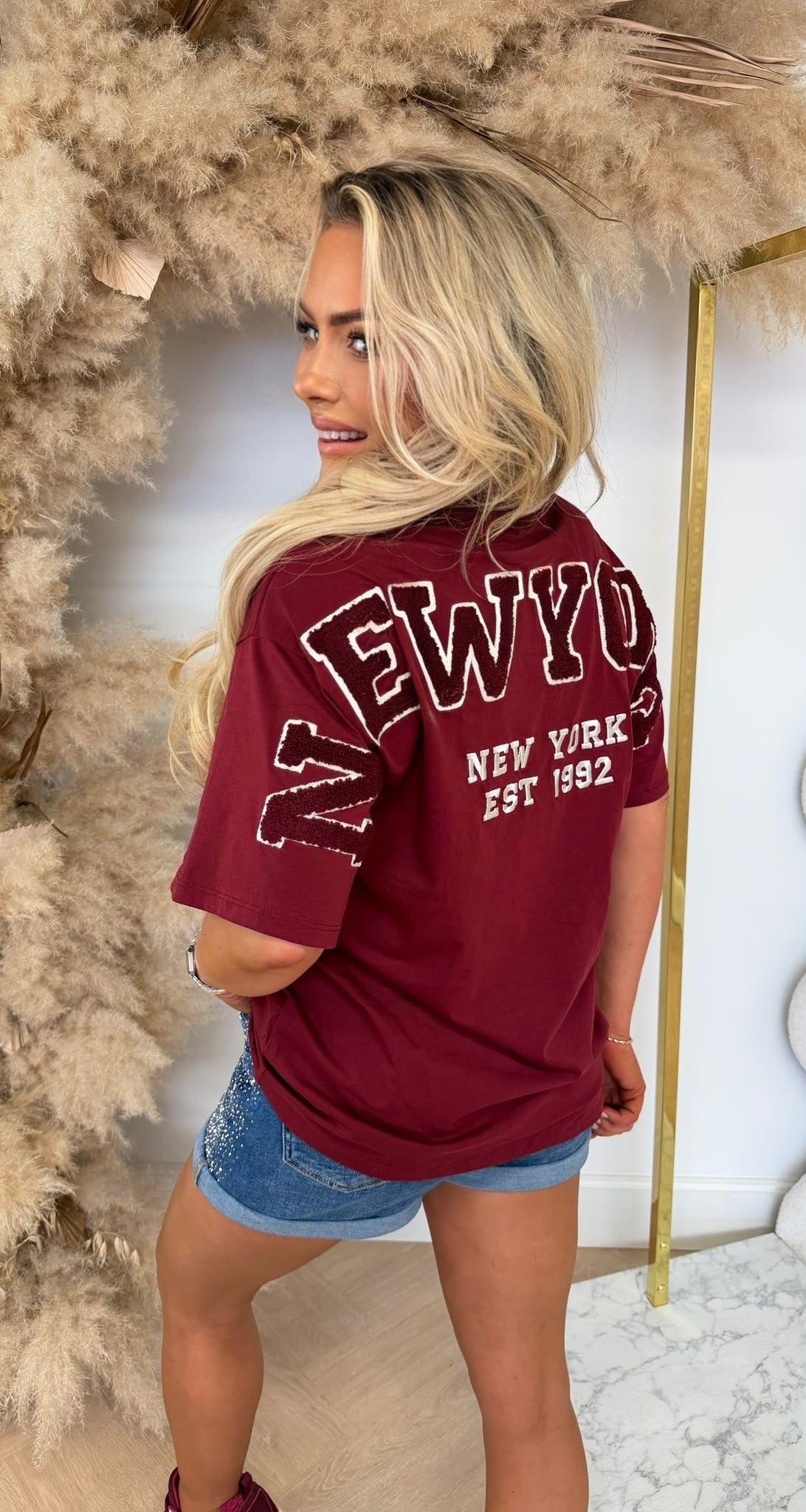 NY TEDDY TEKST SHIRT 7495 WINE