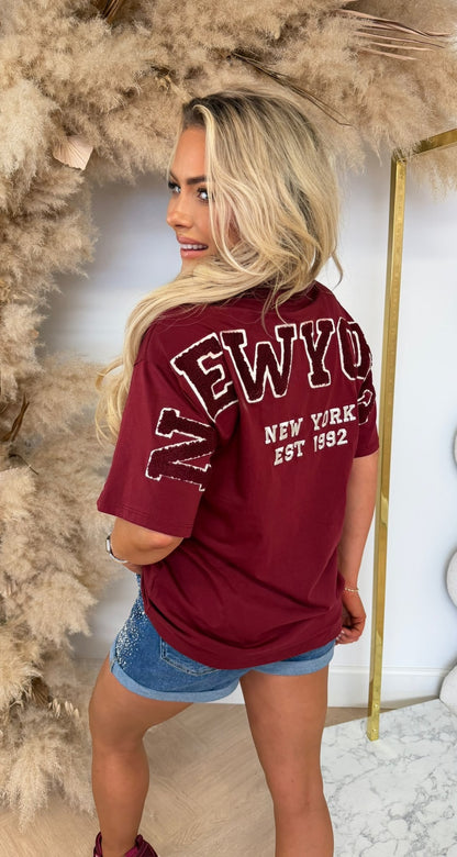 NY TEDDY TEKST SHIRT 7495 WINE
