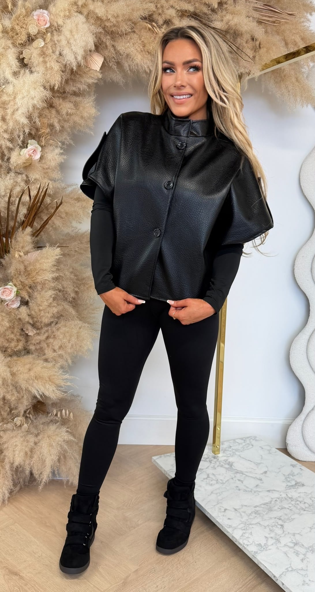 ELVIRA LEATHER LOOK JACKET BLACK