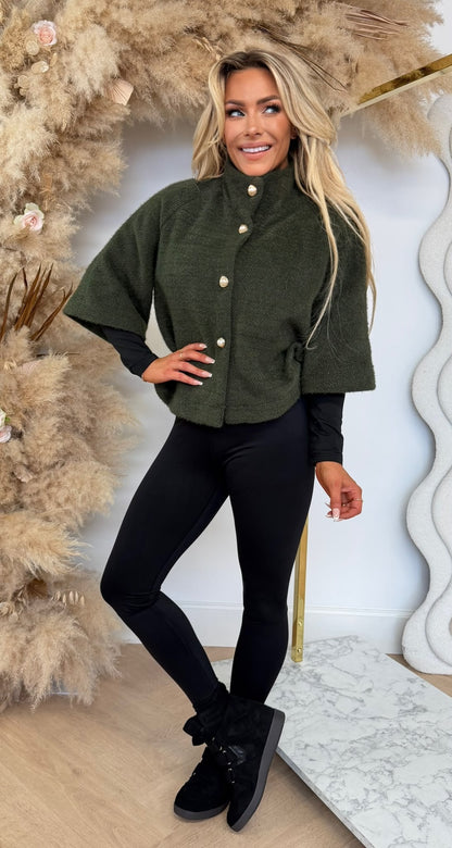 PEARLY BUTTON SOFT VESTJE ARMYGREEN