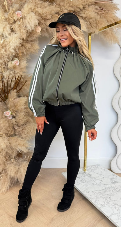 RHODE NEW STRIPED JACKET OLIVE