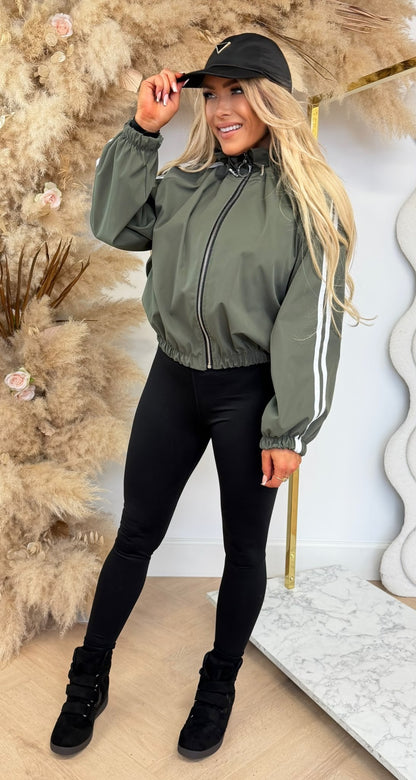 RHODE NEW STRIPED JACKET OLIVE