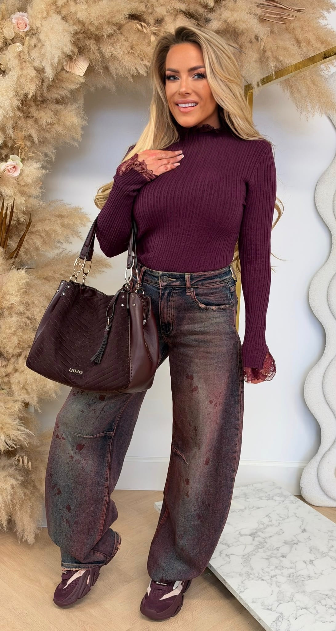 CUTIE LACE TOP 5713 WINE