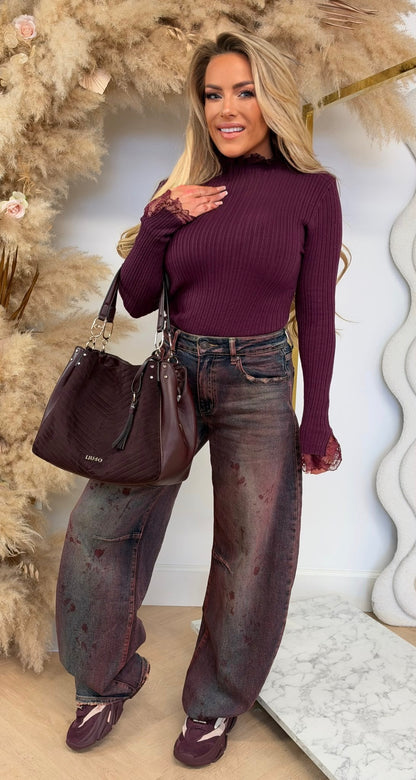 CUTIE LACE TOP 5713 WINE