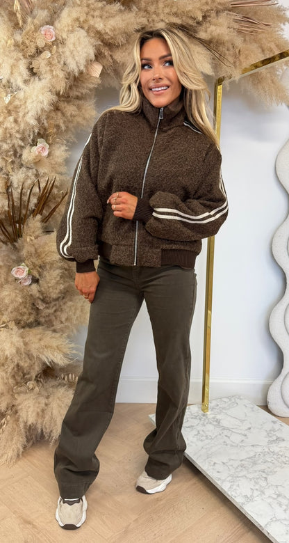 STRIPY VILT JACKET CHOCO