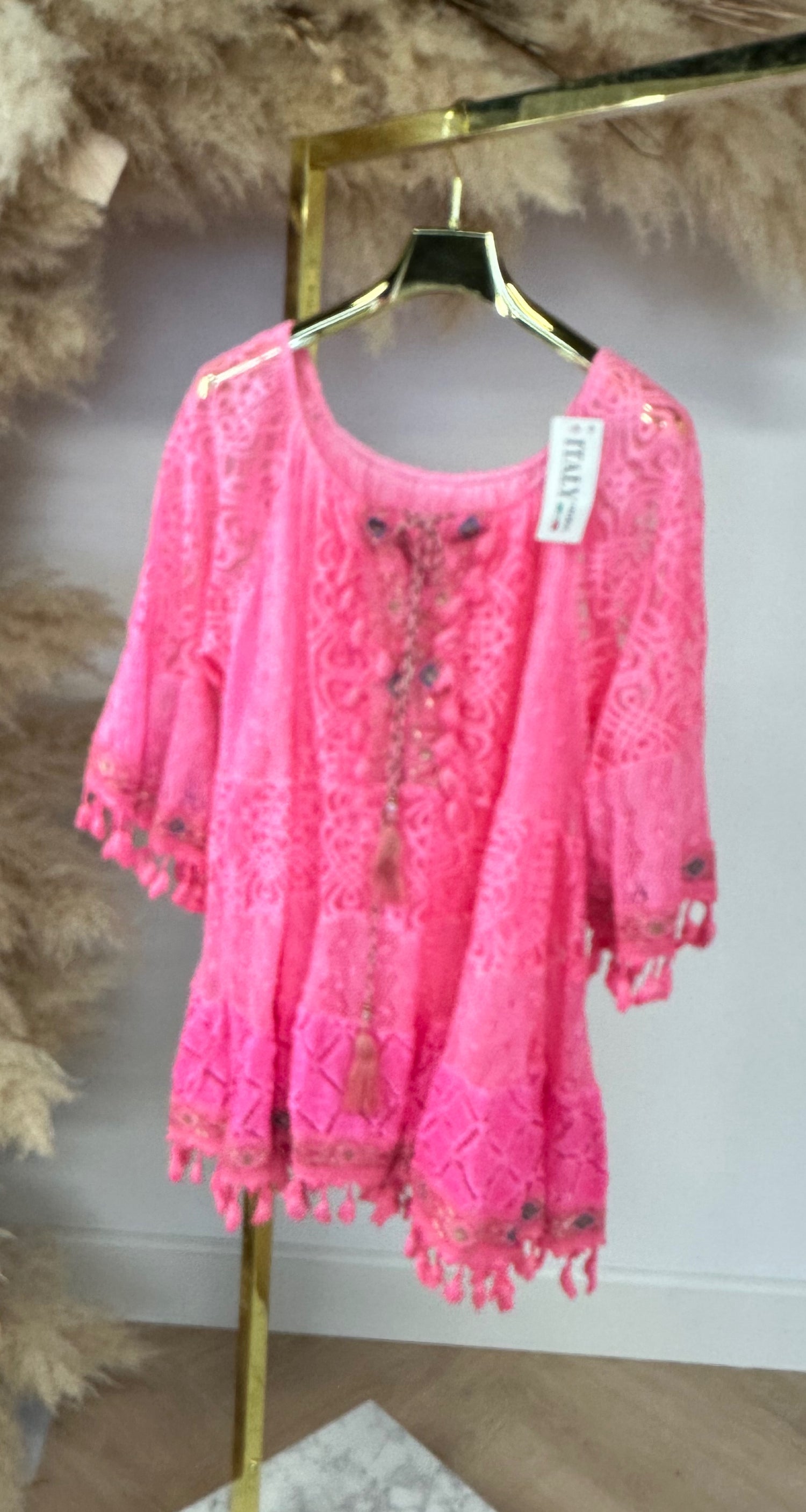 SIENNA BOHEME DRESS NEONPINK
