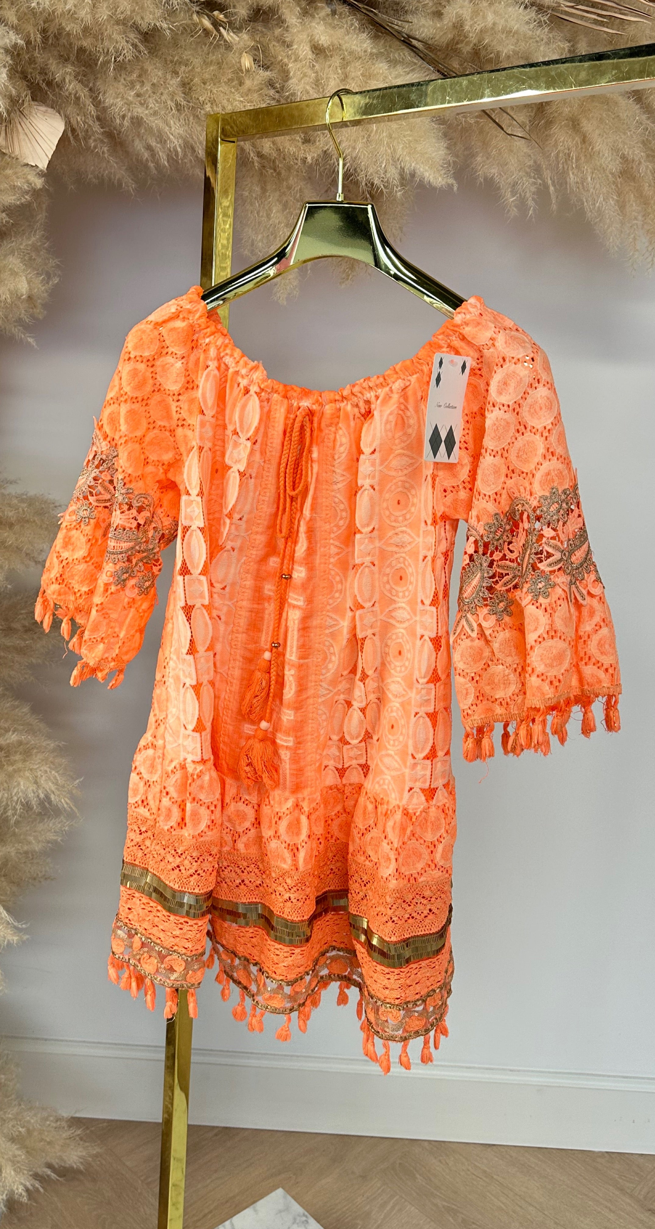 EVA LACE DRESS NEONORANGE