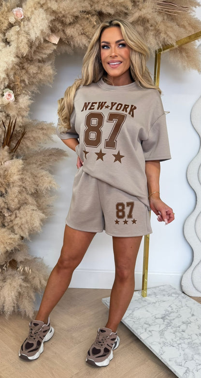 NY 87 STARS SET TAUPE