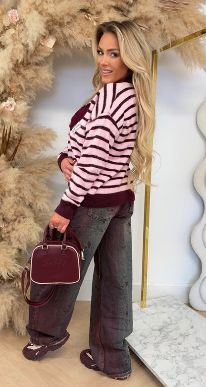 LACE CLUB SWEATER 351 PINK/BORDEAUX