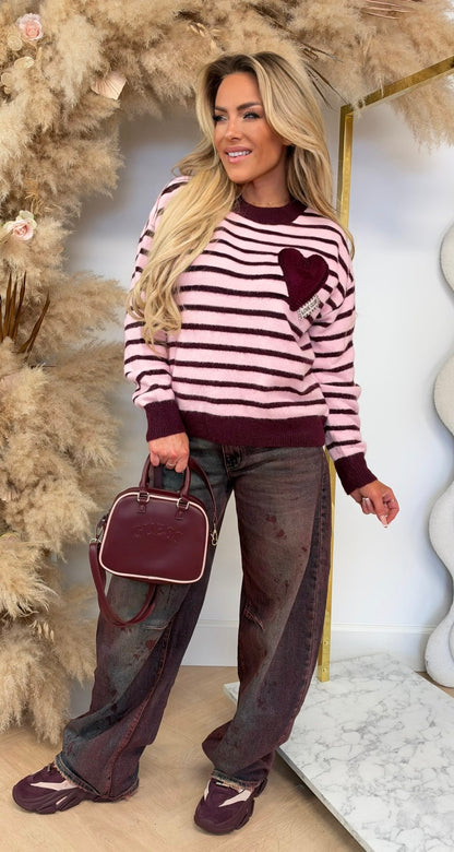 LACE CLUB SWEATER 351 PINK/BORDEAUX