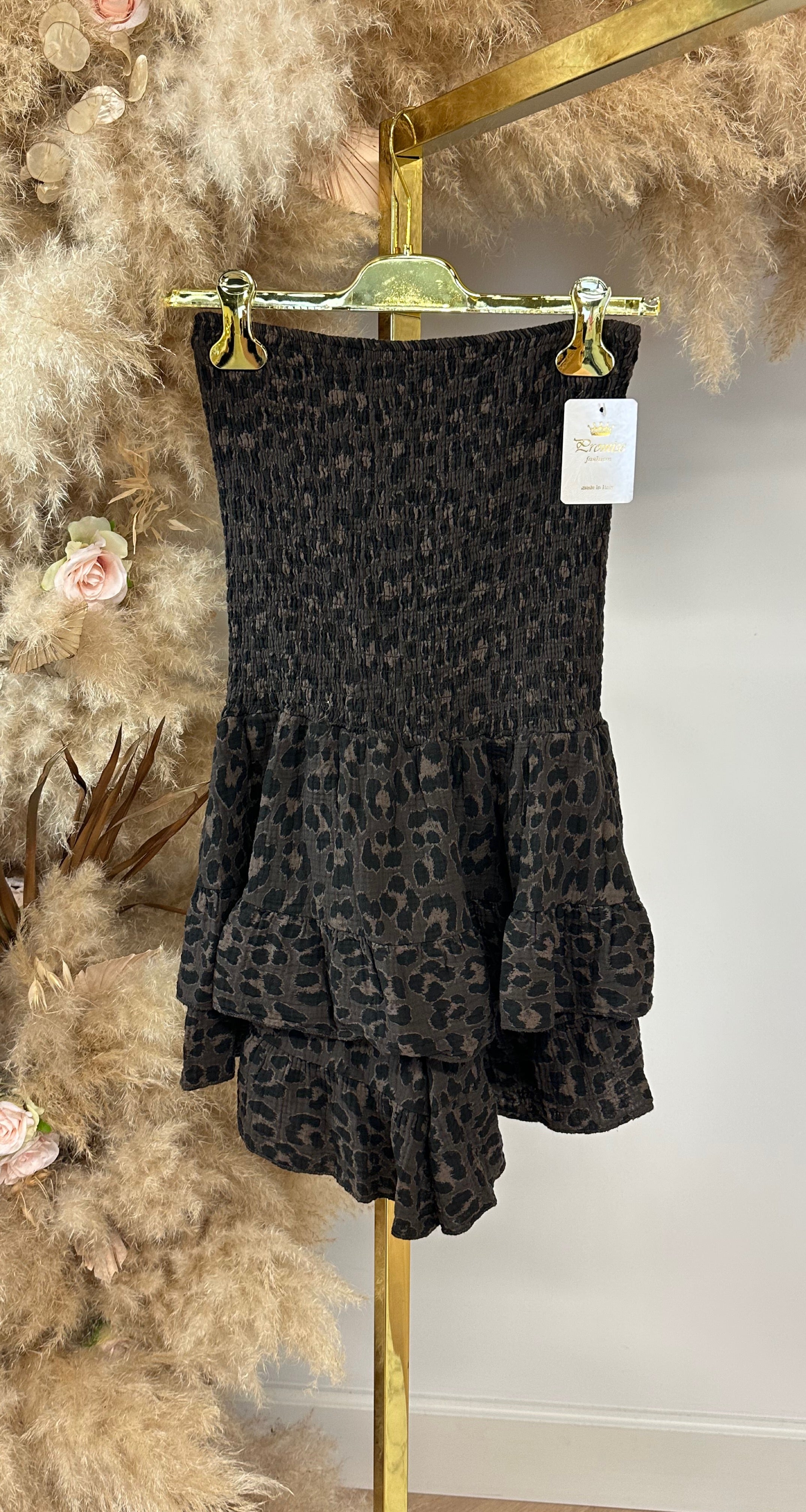 NALA STRAPLESS LEO PLAYSUIT CHOCO