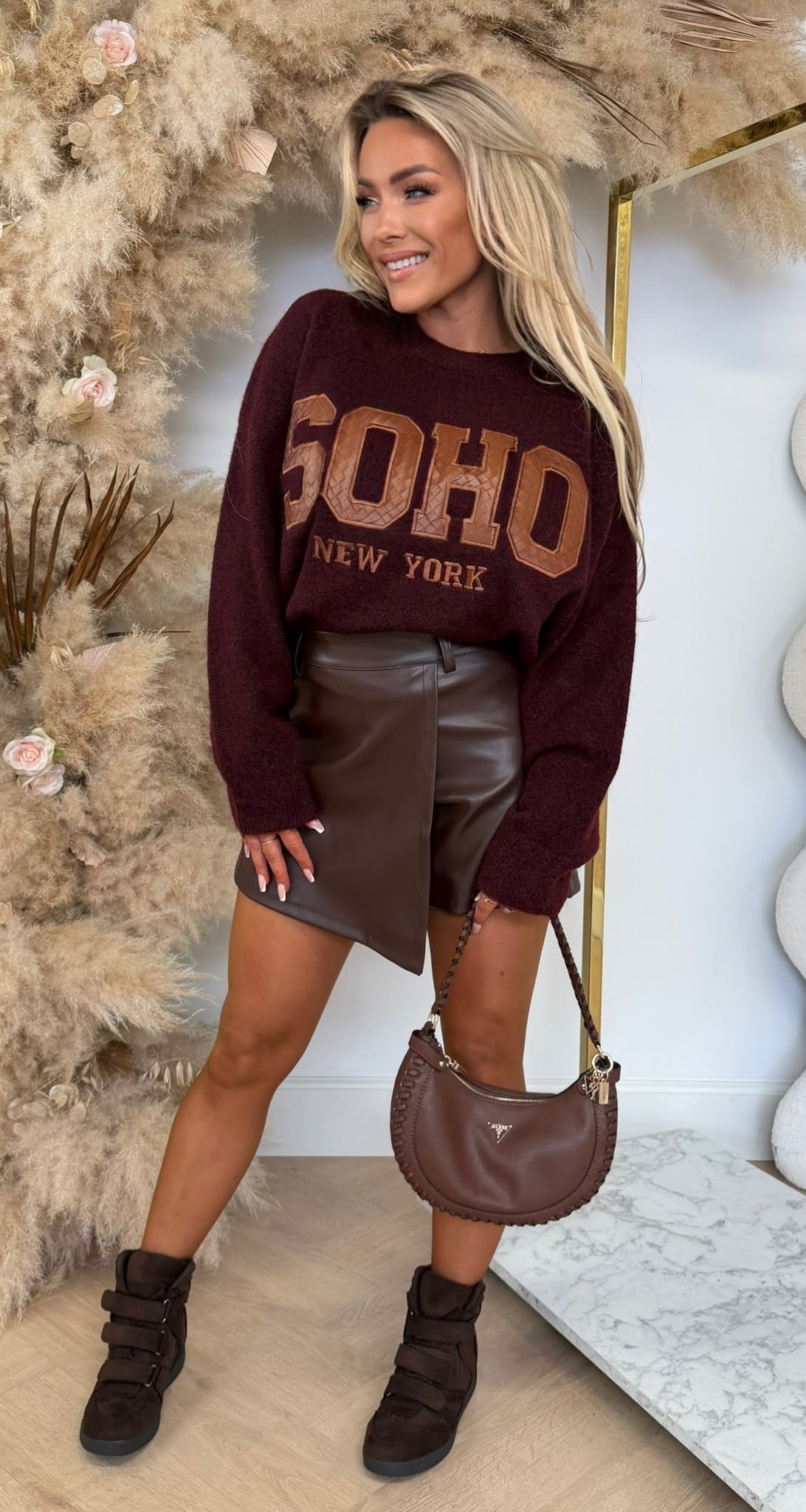 SOHO BRAIDED SWEATER 388176 BORDEAUX