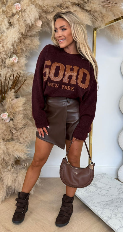 SOHO BRAIDED SWEATER 388176 BORDEAUX