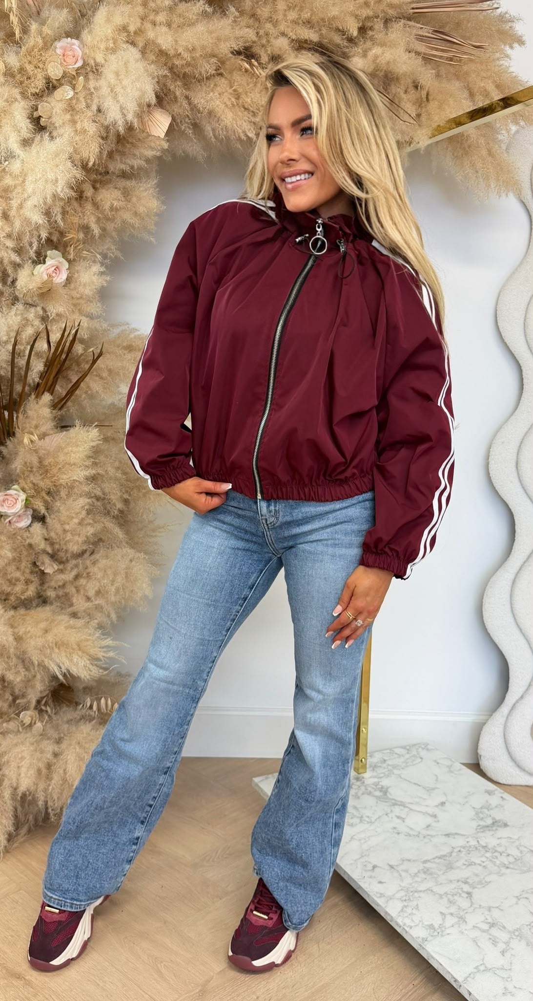 RHODE NEW STRIPED JACKET BORDEAUX