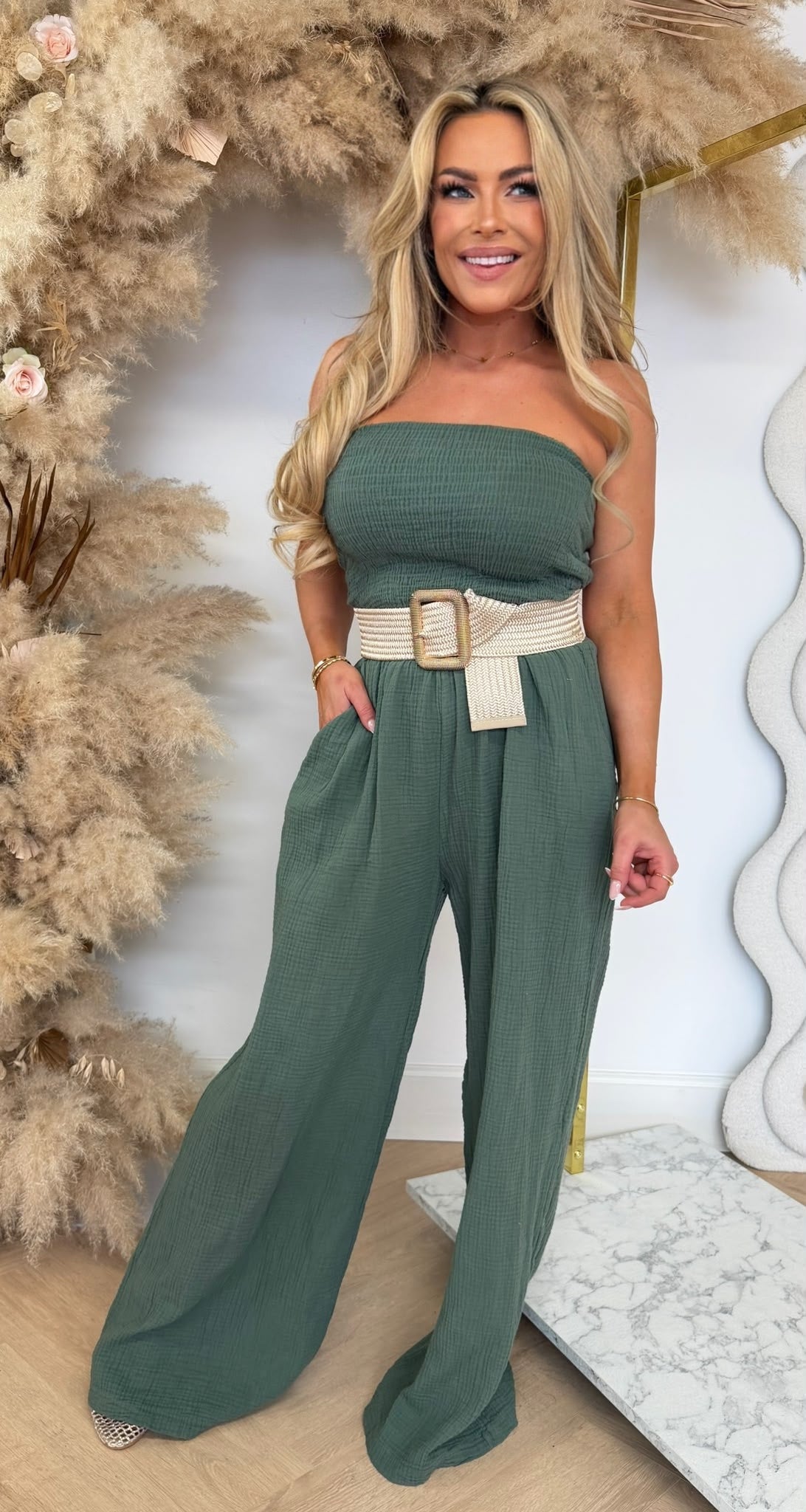 ELIN STRAPLESS JUMPER AMRYGREEN